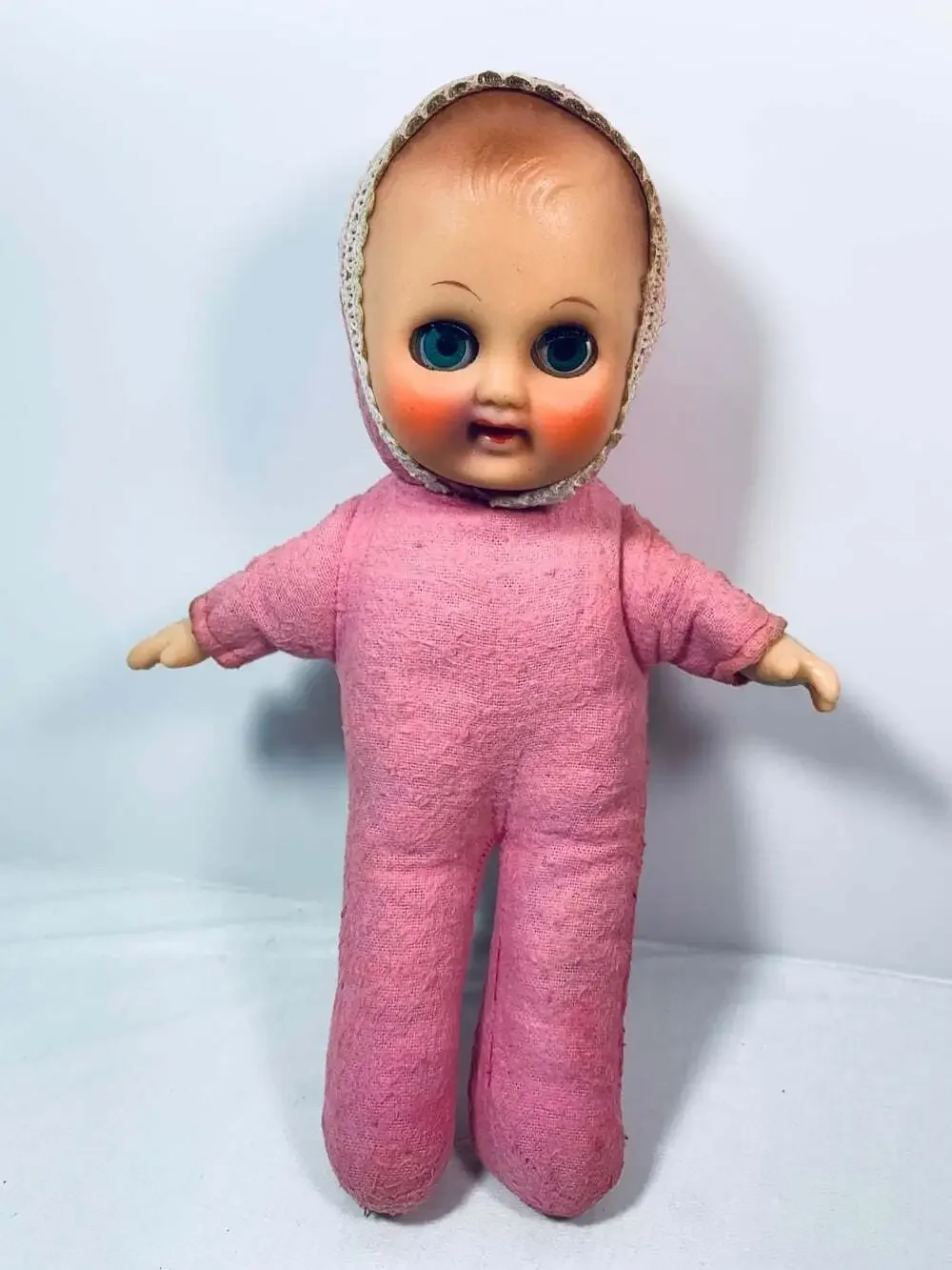 Baby doll vintage pink soft body moving eyes creepy